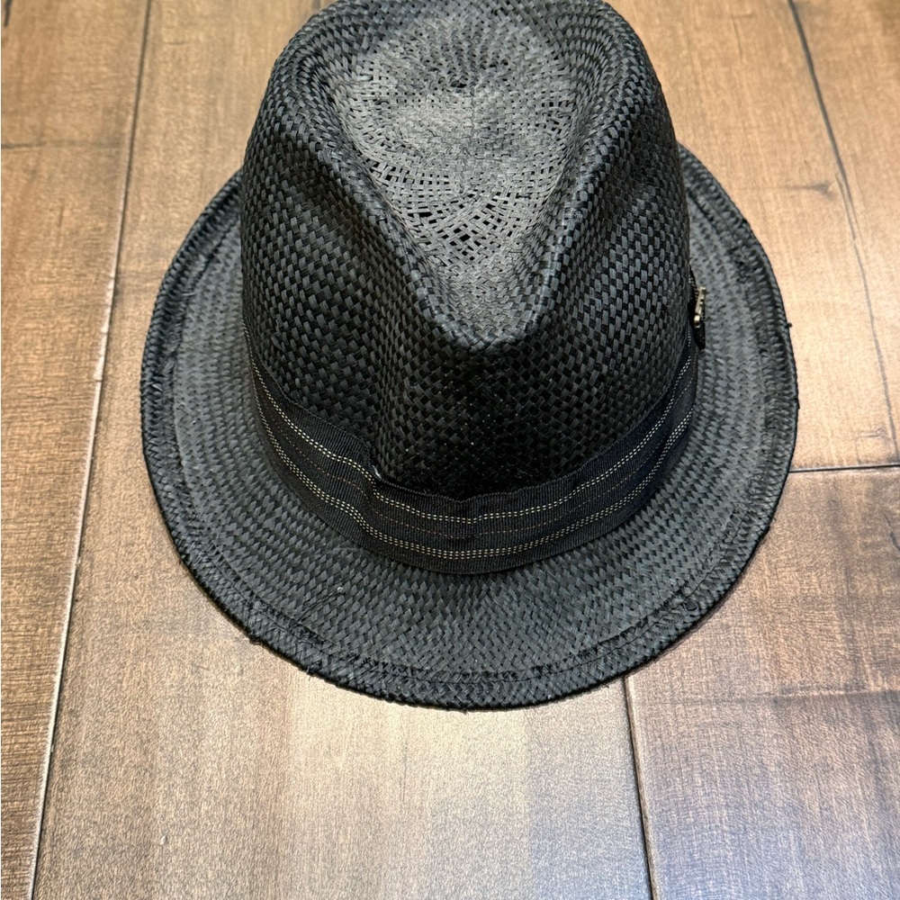 Black Woven Fedora Hat